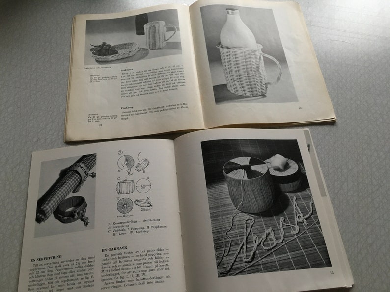 Vintage craft books on rattan and bast weaving // Mid century crafts // Weaving baskets and ornaments image 6