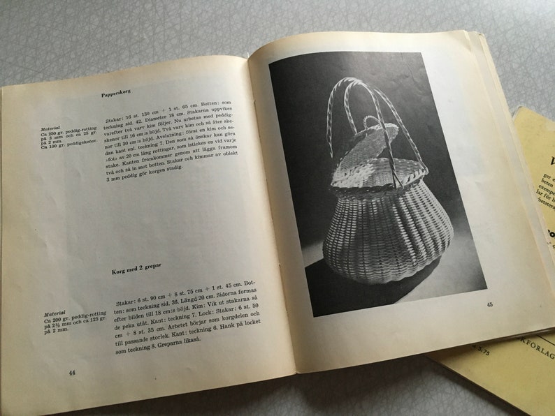 Vintage craft books on rattan and bast weaving // Mid century crafts // Weaving baskets and ornaments image 4