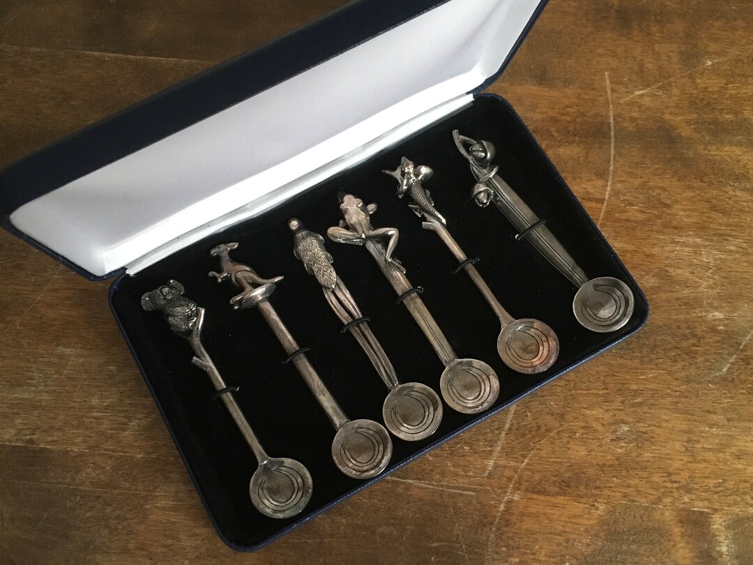 Australia Souvenir Spoons Set of 6 / Australian Pewter Etsy