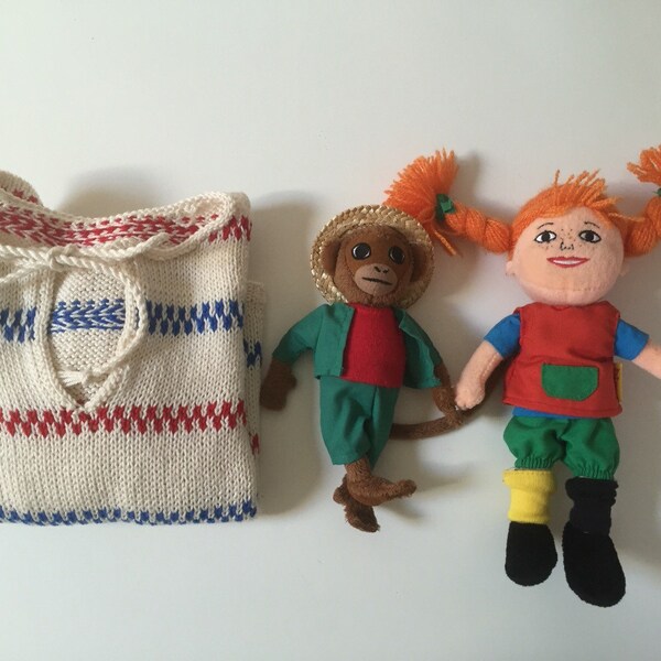 Pippi Longstocking gift set // Pippi dolls Sweden // Hand knitted Pippi sweater // Christmas gift // Unique gift Sweden //