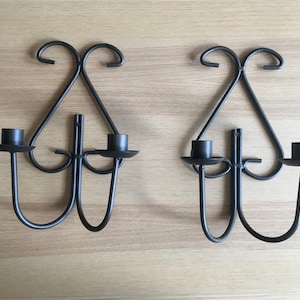 Vintage pair of Swedish wall candle sconces // Iron