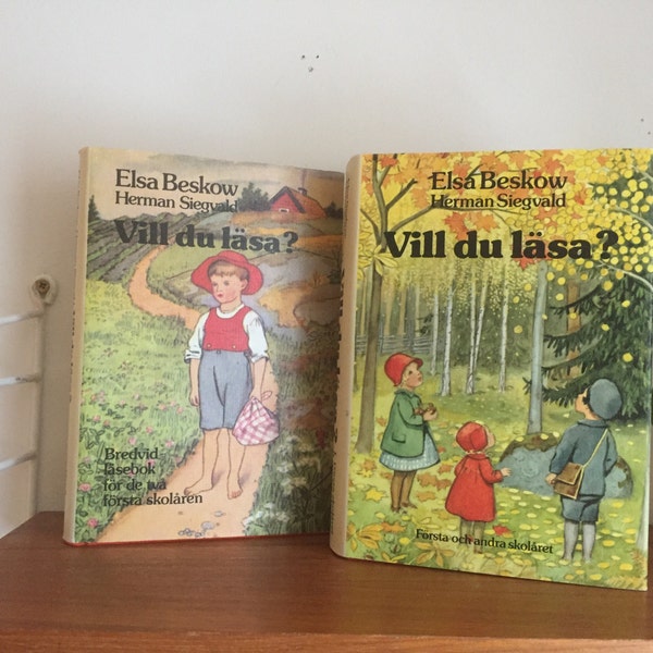 Elsa Beskow Sweden set of 2 vintage school books // Swedish illustrations // Fairytale // Children's book illustrations
