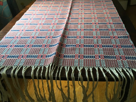 Swedish hand-woven vintage cloth＊【新品同様】 Vintage Swedish Hand Woven Wool Munkabälte Textile // Wool