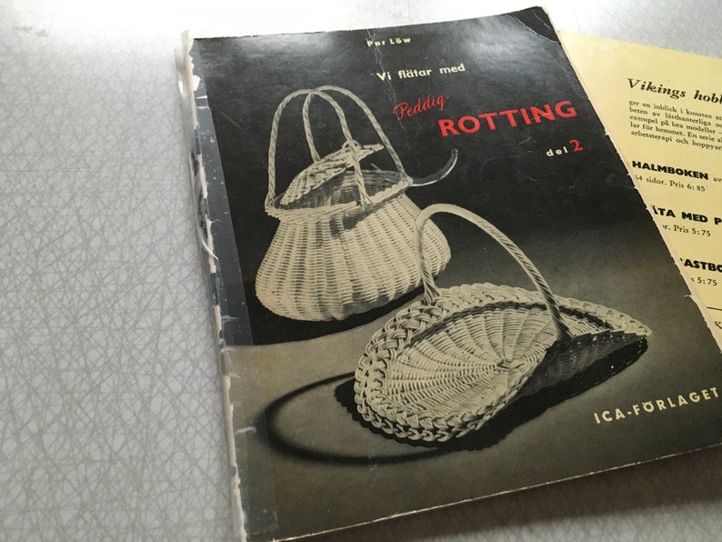 Vintage craft books on rattan and bast weaving // Mid century crafts // Weaving baskets and ornaments image 3