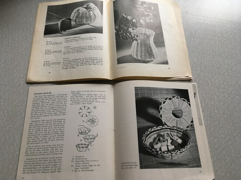 Vintage craft books on rattan and bast weaving // Mid century crafts // Weaving baskets and ornaments image 5