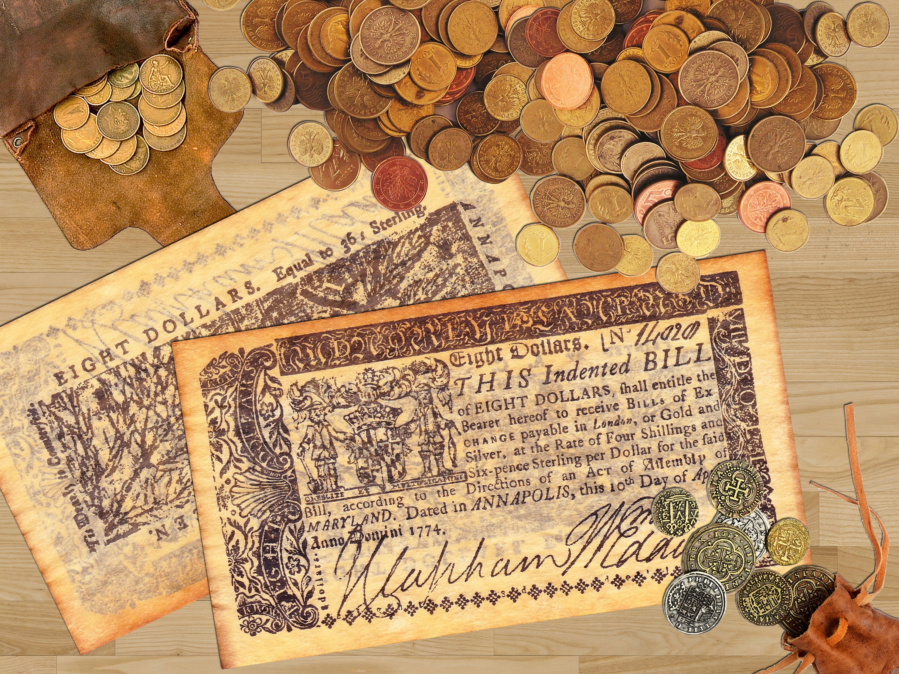 1774 Eight Dollar Bill Vintage Currency Instant Digital Etsy