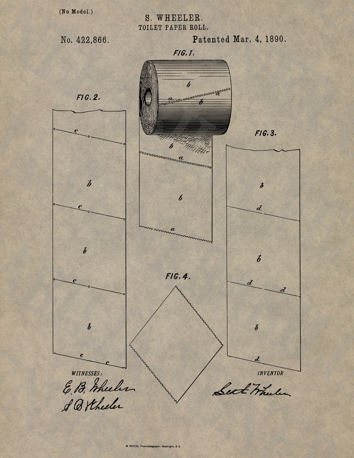 1890 Patent Toilet Paper Roll Under Instant Digital Etsy Norway