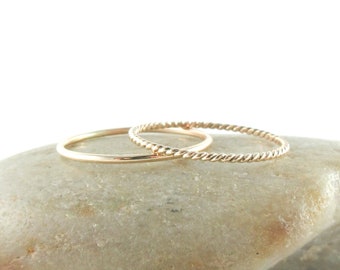 14K Gold Fill Skinny Stack Rings, Set of Two Gold Rings