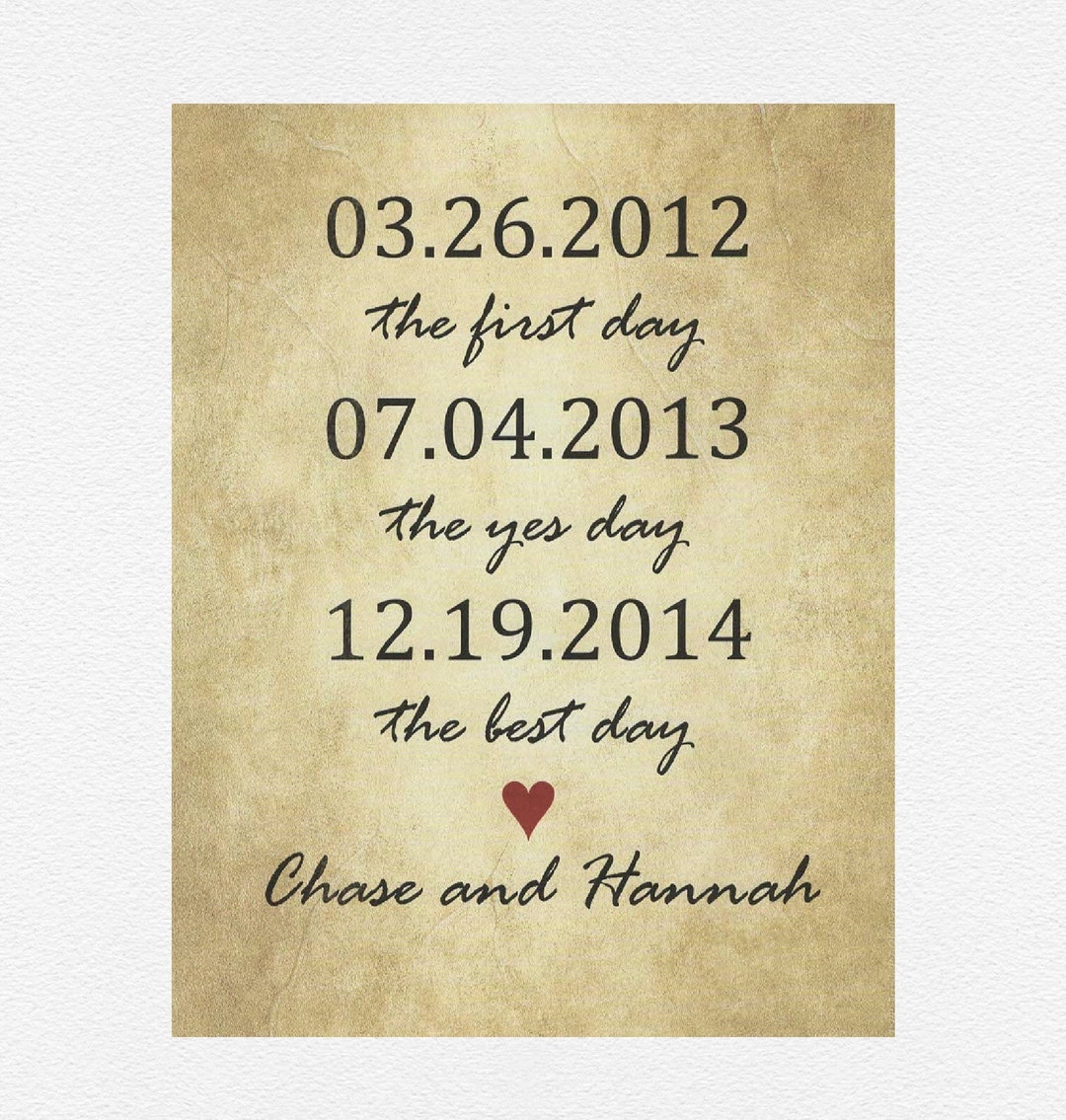 1st Anniversary Gift, 1 Year Anniversary Gifts, First Day Yes Day Best Day,  First Anniversary Gift for Wife, Anniversary Gift for Husband