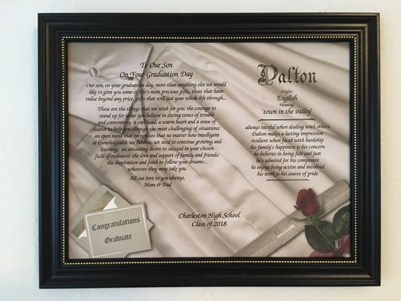 Graduation Gift For Son Personalized Poem With First Name ...