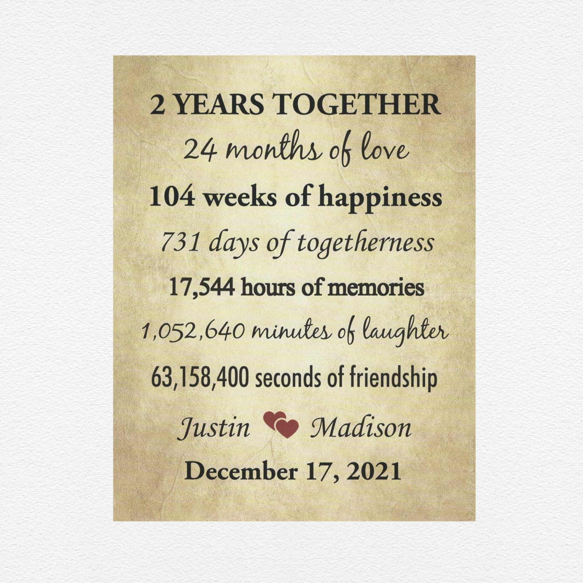 1st Anniversary Gift, 1 Year Together Anniversary, Gift for Girlfriend,  Gift for Boyfriend, 1 Year Dating, First Anniversary, Personalized