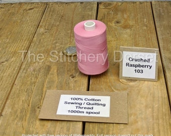 Crushed Rasberry Cotton 1000m Sewing/Quilting Thread High Quality Egyptian Cotton 50s weight. For machine quilting or general sewing