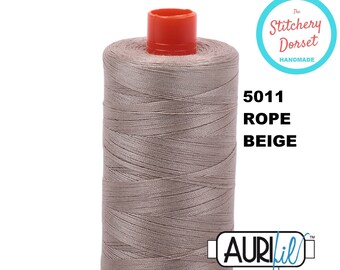 Aurifil 50wt, 5011 Rope Beige, 100% Cotton Thread (Mako, Egyptian Cotton). Large Spool 1,422 yards or 1300m.  Made in Milan, Italy