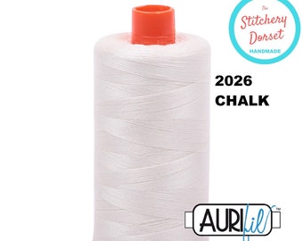 Aurifil 50wt, 2026 Chalk, 100% Cotton Thread (Mako, Egyptian Cotton). Large Spool 1,422 yards or 1300m.  Made in Milan, Italy