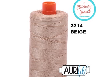 Aurifil 50wt, 2314 Beige, 100% Cotton Thread (Mako, Egyptian Cotton). Large Spool 1,422 yards or 1300m.  Made in Milan, Italy