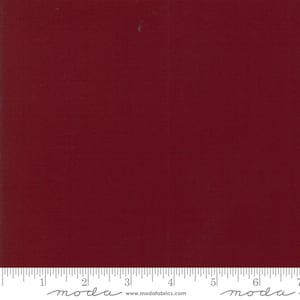 Bella Solid BURGUNDY Plain/Basic from Moda Fabrics. Colour No. MS09900 18. 44" Wide. Premium Quilting Cotton with High Thread Count