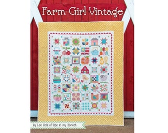 Farm Girl Vintage 1 Book by Lori Holt Bee in my Bonnet Company. Step by step guide to make 'Farm Girl Sampler Quilt' and many other projects