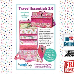 ByAnnie 'Travel Essentials 2.0' PBA201-2 pattern to make your own Fold Up Travel Organizer & Hot Tool Pouch. Clear instructions. Sewing