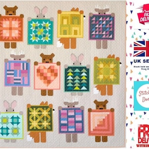 Visa och berätta Elizabeth Hartman Quilt- och kuddemönster nr EH-061. Instruktioner för att göra väggtäcke, litet täcke och stort täcke.