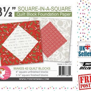 Carta per fondamento di blocchi di quilt quadrati da 3,5" in un quadrato. È Sew Emma Fat Quarter Shop ISE-787 che realizza 42 blocchi di quilt finiti perfetti da 3,5"