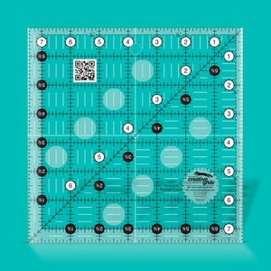 Creative Grids 7.5&quot; x 7.5&quot; Square Quilting Ruler CGR7. Turn-a-round Markings. The original Non-Slip Ruler with Embedded Gripper.