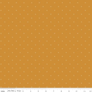 Riley Blake Lori Holt Bee Cross Stitch C745 Butterscotch 100% Cotton Fabric from Lori Holt of Bee in My Bonnet. 44 inch Wide Quilting Fabric