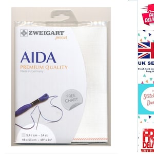 14 Count Antique White 3706/101 Aida Fabric Piece Zweigart 48 x 53cm (19&quot; x 21&quot;) Cotton. Premium Quality Made in Germany Cross Stitch Fabric