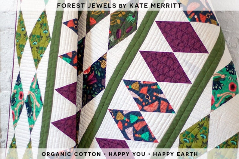 Cloud Nine Free UK Postage Modern Organic Cotton Organic Cotton Fabric /'Forest Jewels Dark Blooms /' Cloud9 Quilters Cotton