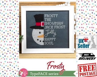 Frosty Typeface Cross Stitch Pattern by Its Sew Emma Stitchery. Christmas Cross Stitch. Frosty The Snowman, Jack Frost, Jolly, Happy ISE469
