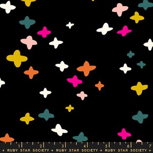 Ruby Star Koi Pond RAYON by Rashida Coleman RS1045 13R &#39;It&#39;s A Plus&#39; Black. RAYON Fabric. 44 inch Wide 100% Rayon Dress Fabric. Retro Print