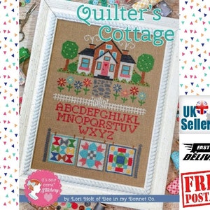 Quilters Cottage Cross Stitch Pattern by Lori Holt and Its Sew Emma. Lori&#39;s Happy Colours. Co Ordinates with Quilters Cottage Quilt
