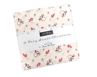 MODA Charm Pack A Very Sweet Christmas By Bunny Hill Designs, contains 42 pieces measuring 5" square Quality Cotton Quilting Fabric.
