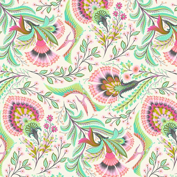 Roar! Wing It Blush - Tula Pink - PER QUARTER METRE Roar! Wing It Blush - Tula Pink - PER QUARTER METRE