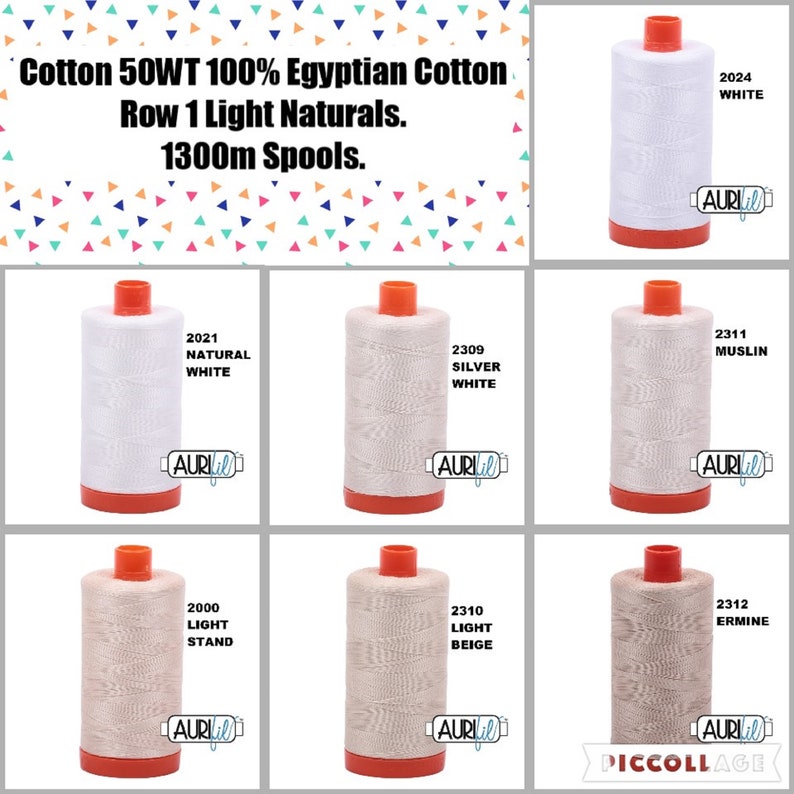 Beige 2312 + 2314 AURIFIL Cotton Mako 50wt Thread 2 Large Spools Ermine