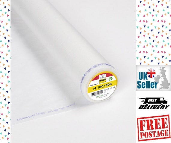 Vlieseline Interfacing H180/308 lightweight Soft and Fine Easy Fuse Iron On / Fusible White Non Woven 90cm Wide. Oeko Tex Class II Certified