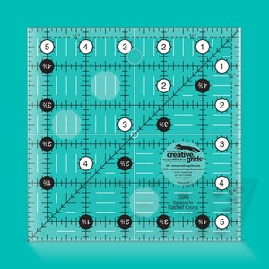 Creative Grids 5.5&quot; x 5.5&quot; Square Quilting Ruler CGR5. Turn-a-round Markings. The original Non-Slip Ruler with Embedded Gripper.