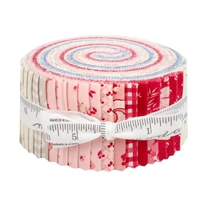 MODA Jelly RollHollyhocks and Roses by Bunny Hill Designs contains 42 pieces measuring 2.5*44&quot; Strips Quality Cotton Quilting Fabric.