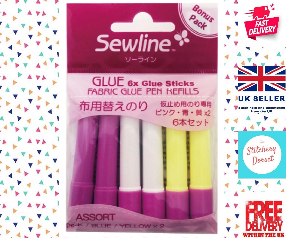 Sewline Riolis Sewline Water-soluble Fabric Glue Refills pink Blue Yellow 2  Each Color FAB50062 Made in Japan 