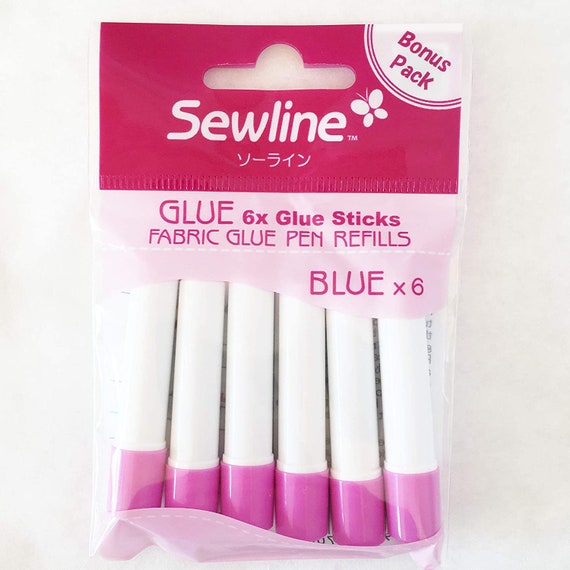 Sewline Fabric Glue Pen Refills Bonus Pack 6 Glue Pen Refills, 6 X Blue  dries Clear. Sewline Glue Pen Required 