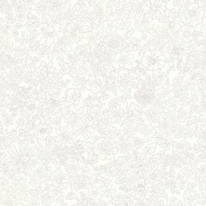 May include: A seamless pattern featuring a delicate floral design in shades of white and light gray. The pattern showcases an intricate arrangement of various flowers and leaves, creating a soft, elegant aesthetic. Ideal for fabric or wallpaper.