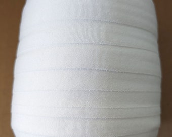 Blanc / White Fold Over Elastic From Stephanoise . 20mm Wide Lingerie Elastic. Stretchy Foldover Elastic for Lingerie, Bags, Crafts.