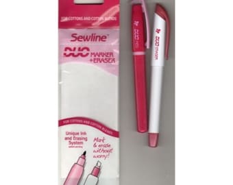 Sewline DUO Marker and Eraser Fabric marking Set, for cottons and cotton blends.  Sewing Tool