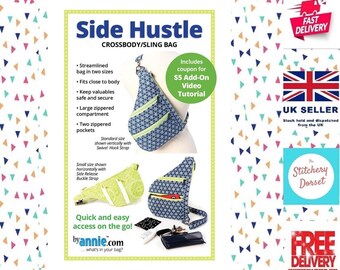 ByAnnie 'Side Hustle' sewing pattern to make your own crossbody/sling bag in a choice of two sizes PBA309. Clear concise instructions