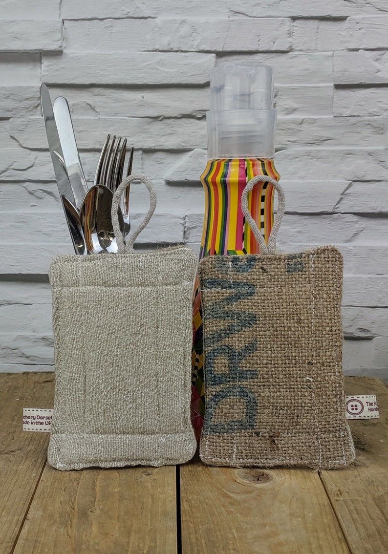 Eco Friendly Repurposed Coffee Sack NoSponge Scourer Hessian Front and Scrim Back with Organic Bamboo Core