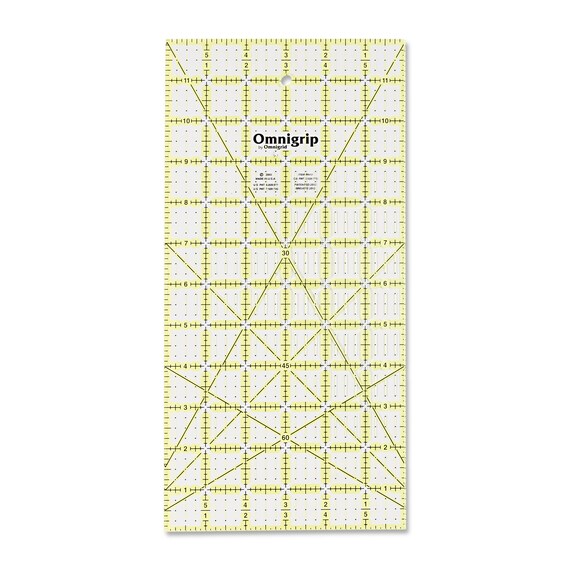Omnigrid 6 x 12 quilting ruler Yellow marked lines 6x12