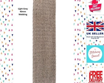Light Grey/Taupe Cotton Webbing 40mm wide. Perfect for Bag Handles and Straps