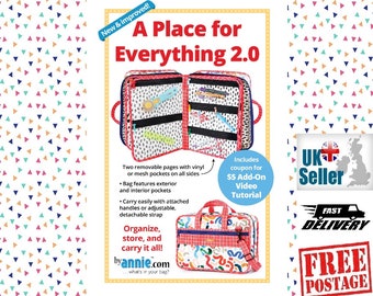 ByAnnie 'A Place For Everything 2.0' PBA207-2 pattern to make your own Craft Bag . Clear instructions. Includes coupon for Video Tutorial