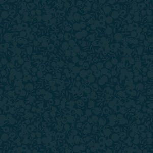 May include: A seamless pattern with a dark teal background and a repeating design of white stylised flowers and leaves.