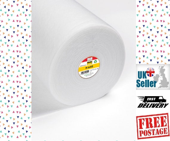 1/2m Vlieseline H640 Fusible Fleece, Iron On High Volume Fleece 131gsm. 90 cm wide, Iron on Batting/Wadding for quilting/sewing and crafts