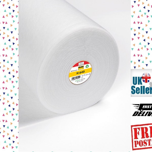 Vlieseline H640 Fusible Fleece, Iron On High Volume Fleece 131gsm. 90 cm wide, Iron on Batting/Wadding for quilting/sewing and crafts